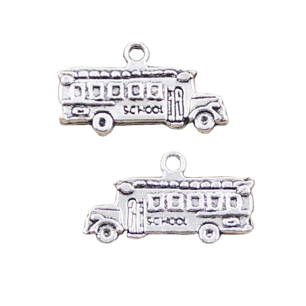 Charms School Bus 13x23mm Antique Silver Color Pendants Making DIY Handmade Tibetan Finding Jewelry