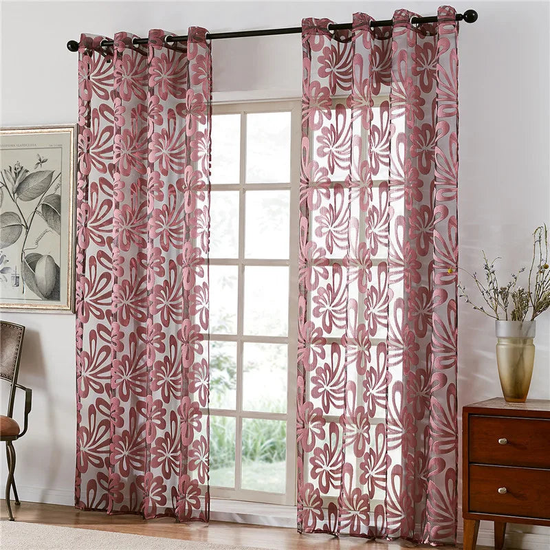 XinLan Free Sample Jacquard Sheer Curtain Design Cheap Price Living Room Bedroom 100% Polyester Curtain