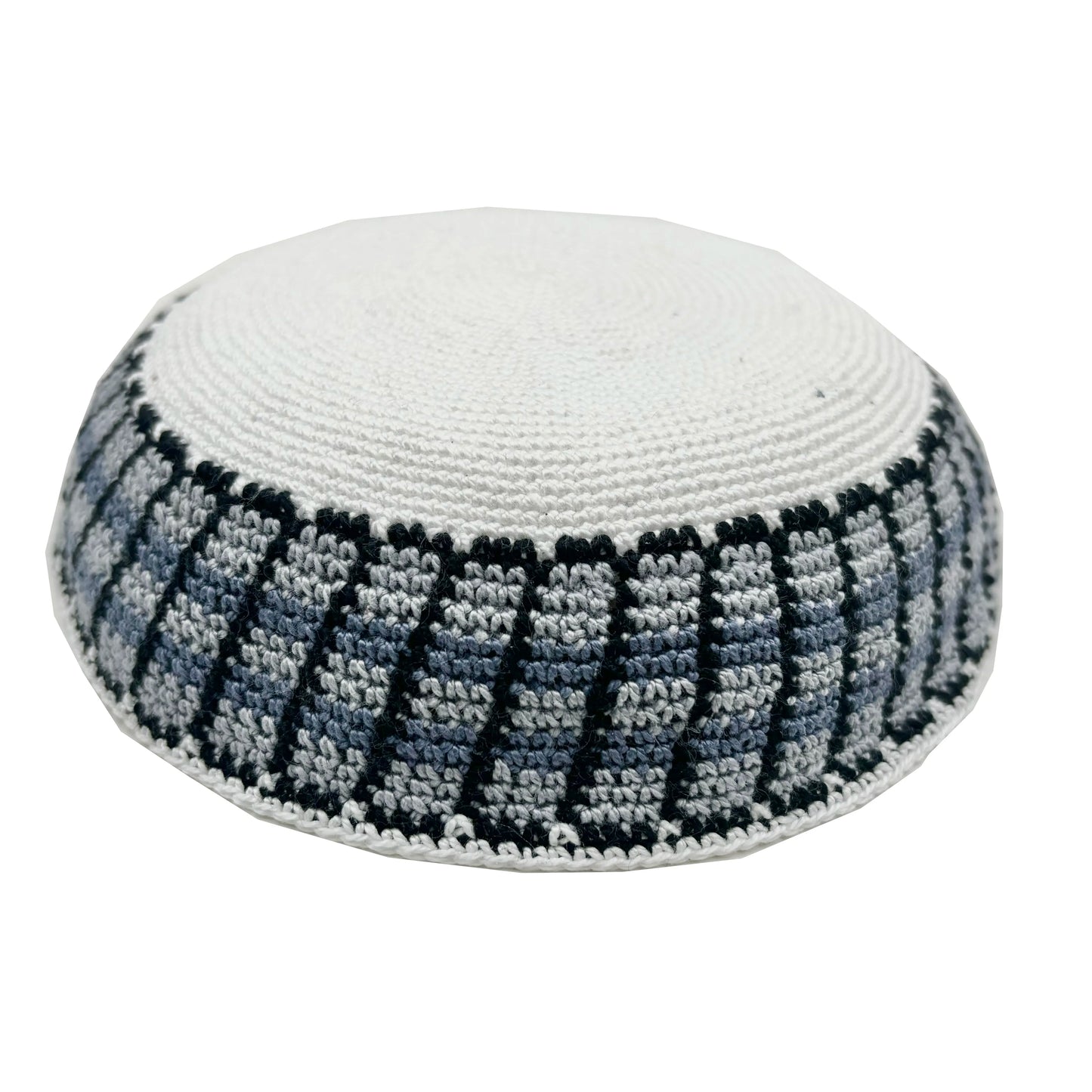 DMC Cotton Black Trim Crochet Kippah Hat for Men Boys & Kids-Stylish Image Design Kipa Hat Dmc Kippah