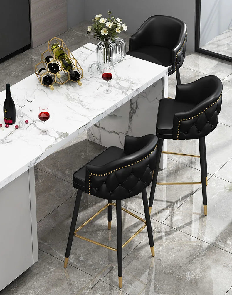 Modern Scandinavian Design Home Bar Furniture Cheap Black and White High Metal Stool for Hotel Kitchen Dining Leisure