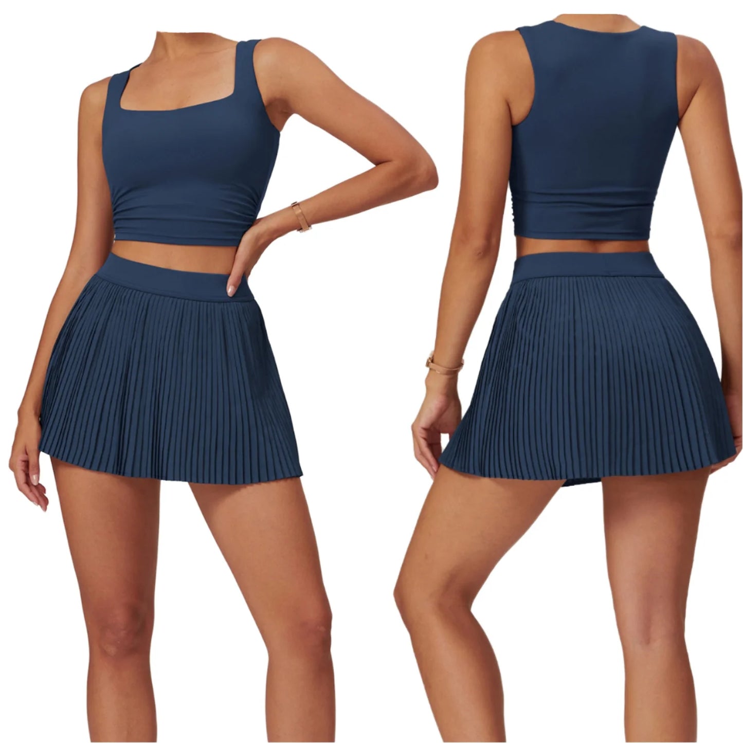 2025 Custom Logo Women's Activewear Set Two-Piece Yoga Workout Golf Tennis Apparel Short Skirt Style Breathable Print Suit