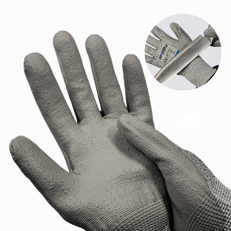 CE Certified Level 5 Anti-Cut Safety Work Gloves Industrial Anti-Static PU Mechanic Gardening Gloves