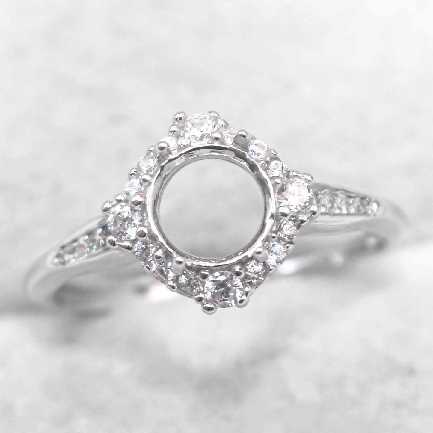 Sterling Silver 5mm/6mm/7mm/8mm Semi Mount Ring Frame Empty Blank Support Setting S925 Base Without Center Stone for Inlay DI