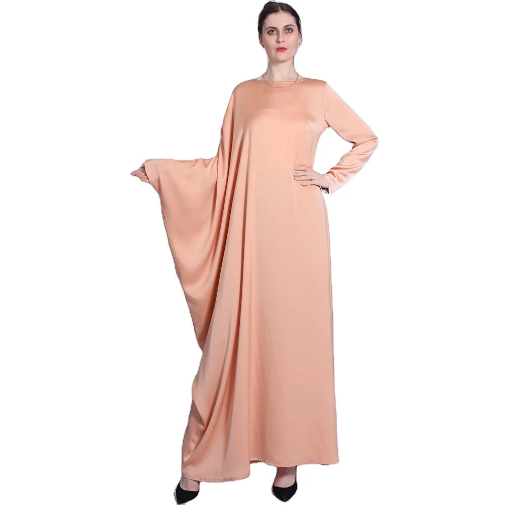 Plain Tan Black Green Color Breathable Fabric Islamic Women Eid One Shoulder batwing Sleeve Latest Abaya Designs