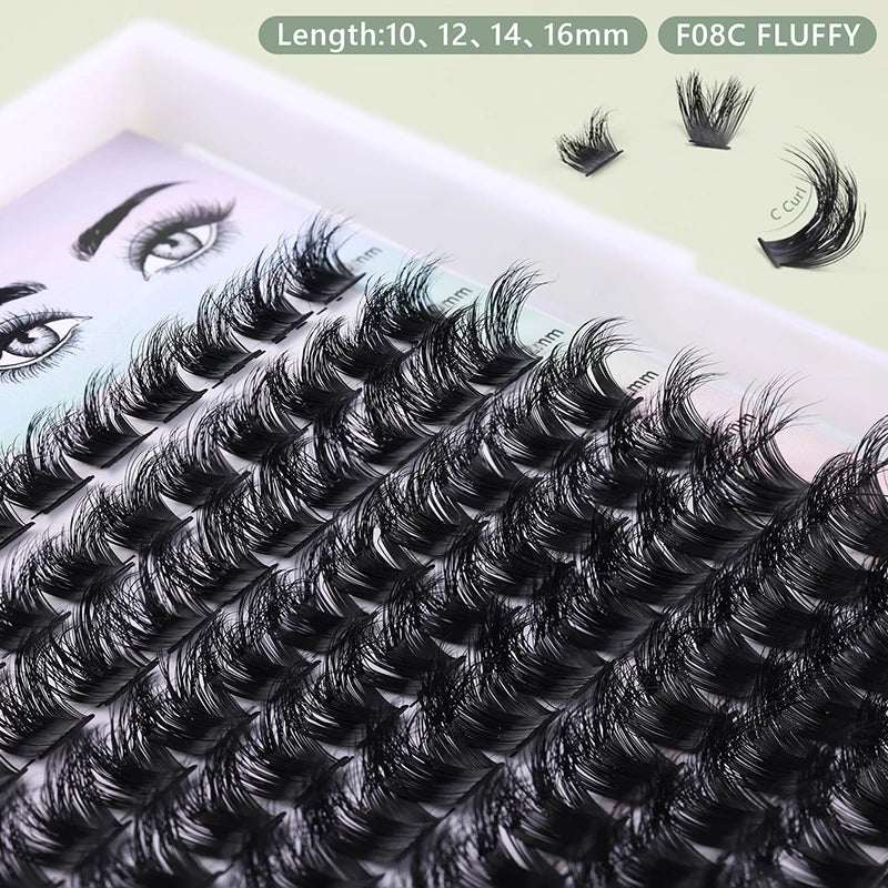 DIY Lash Extension Kit Wholesale PBT Fiber Full Volume Clusters Custom Logo Pre-Cut Segments Individual Lashes