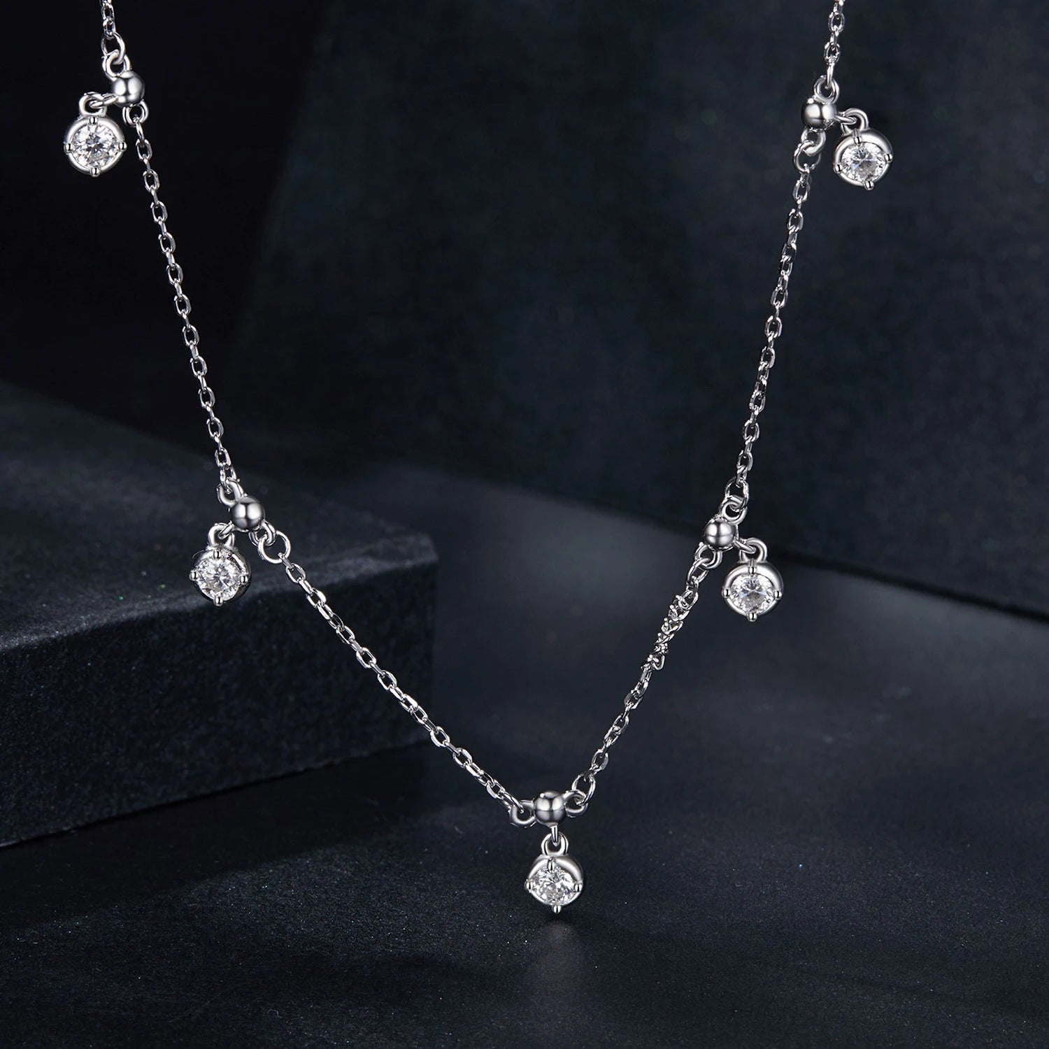 Elegant Design Fashion Jewelry Wedding Chain Necklaces Single 0.1Carat Moissanite 925 Sterling Silver Necklace for Women