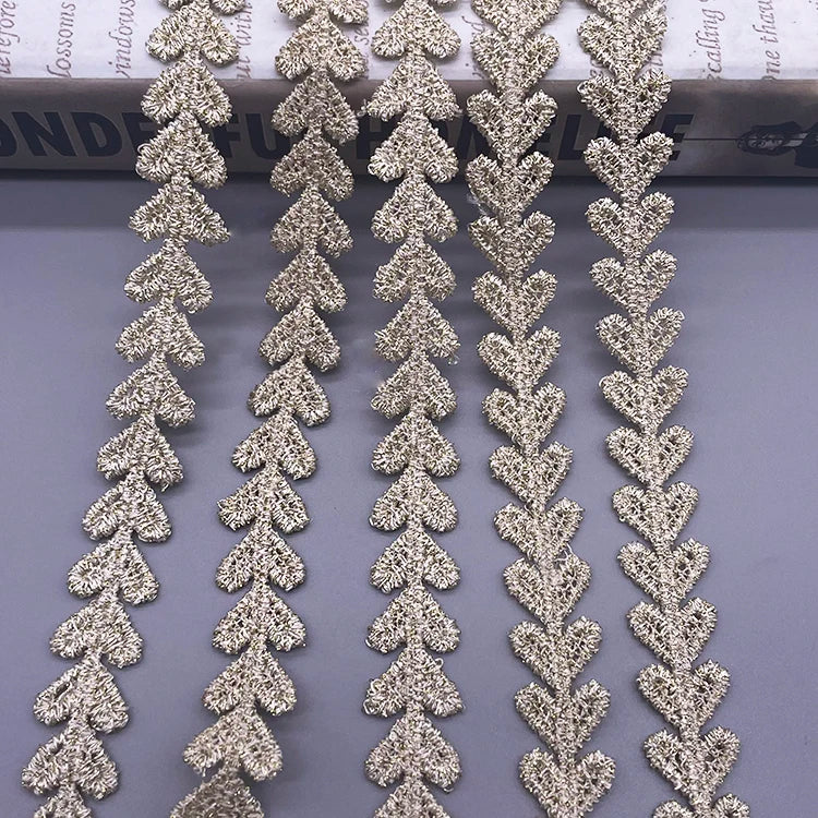 Fashionable Eco-Friendly Water-Soluble Lace Peach Thread Embroidery Polyester/Gold Thread Crocheted for Dress Decoration Trim