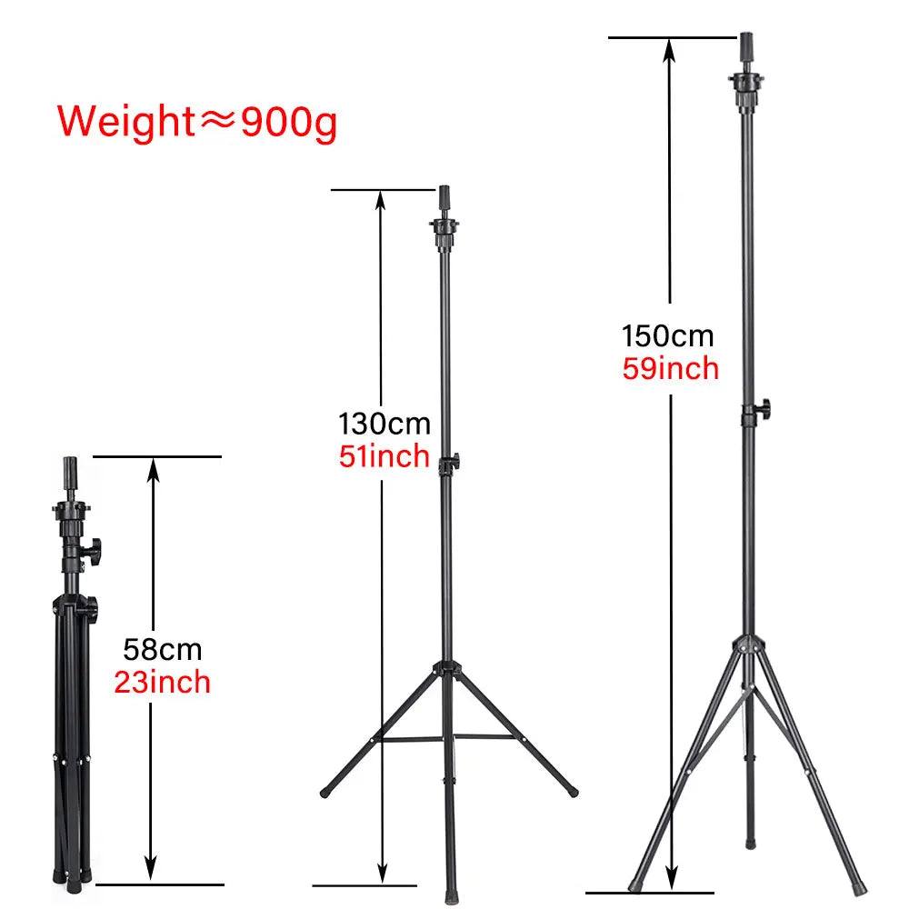 Leeons Iron Color Rings Adjustable Tripod Stand Holder Mannequin Head Hairdressing Training Wig Stands Tool