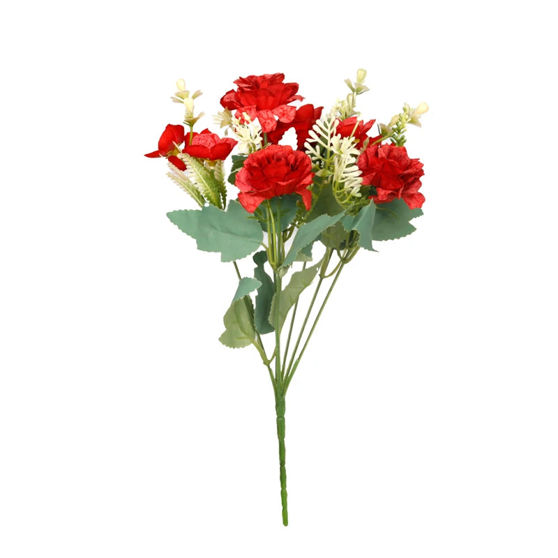 BH210429-1 Wholesale Faux 6 Heads Rose Flores Bouquet Single Stem Artificial Silk Flowers Arrangements for Wedding Decoration