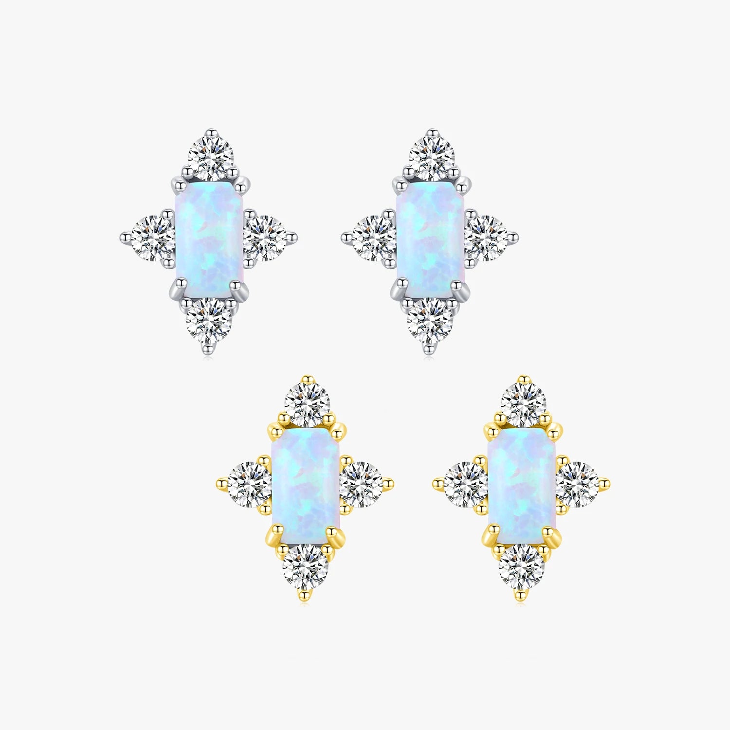 Real 925 Sterling Silver Elegant Natural Opal Stud Earrings for Women Trendy Wedding Engagement Fine Jewelry Bijoux