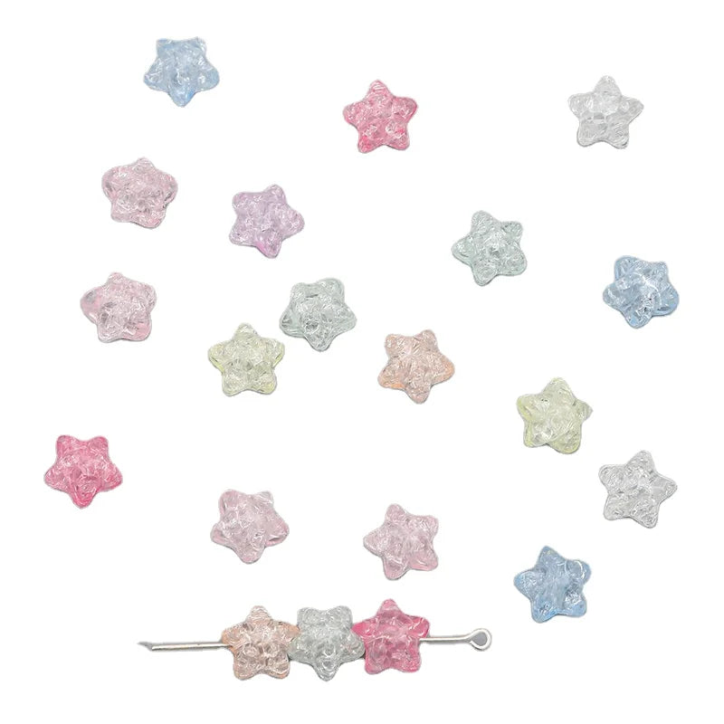 Multicolor Acrylic Straight Hole Pentagram Beads DIY Hand-woven Bracelet Hair Rope Beaded Material Jewelry Accessories Beads