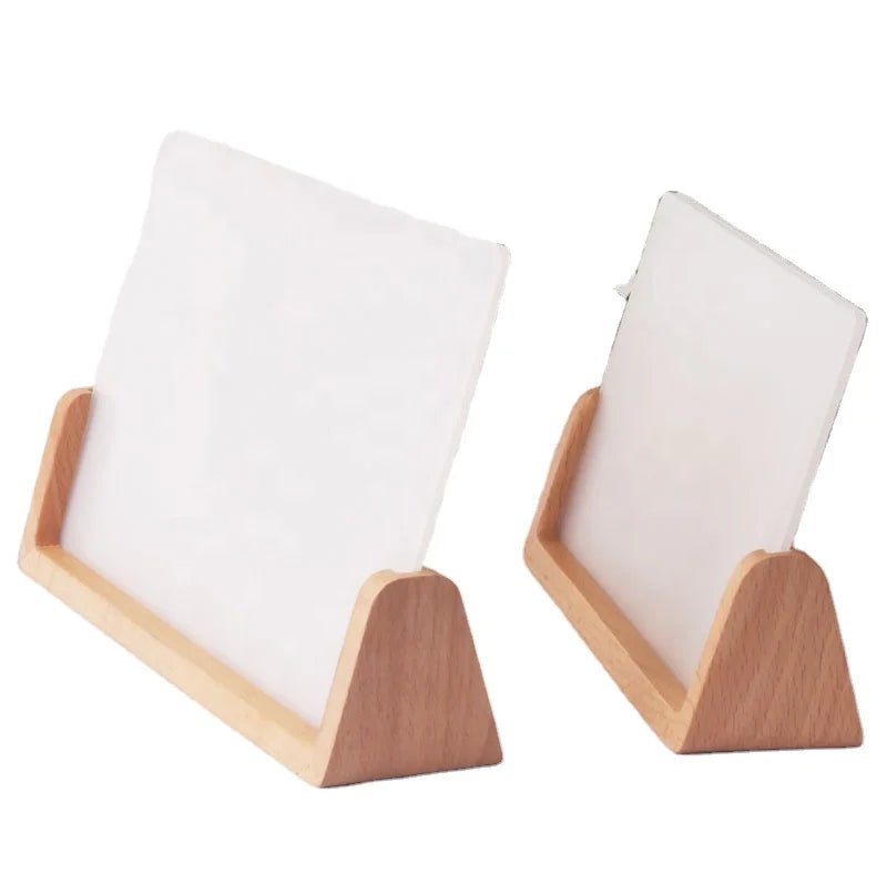 U Shaped Beech Base Photo Frame 6/7/8 Inch Postcard Acrylic Wedding Photo Solid Wood Walnut Table Card