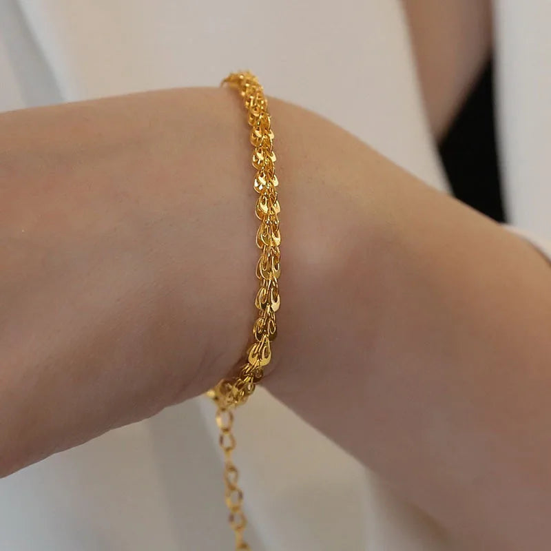 Simple Single-layer Phoenix Tail Chain 18K Gold Bracelet Stainless Steel Bracelet for Girls
