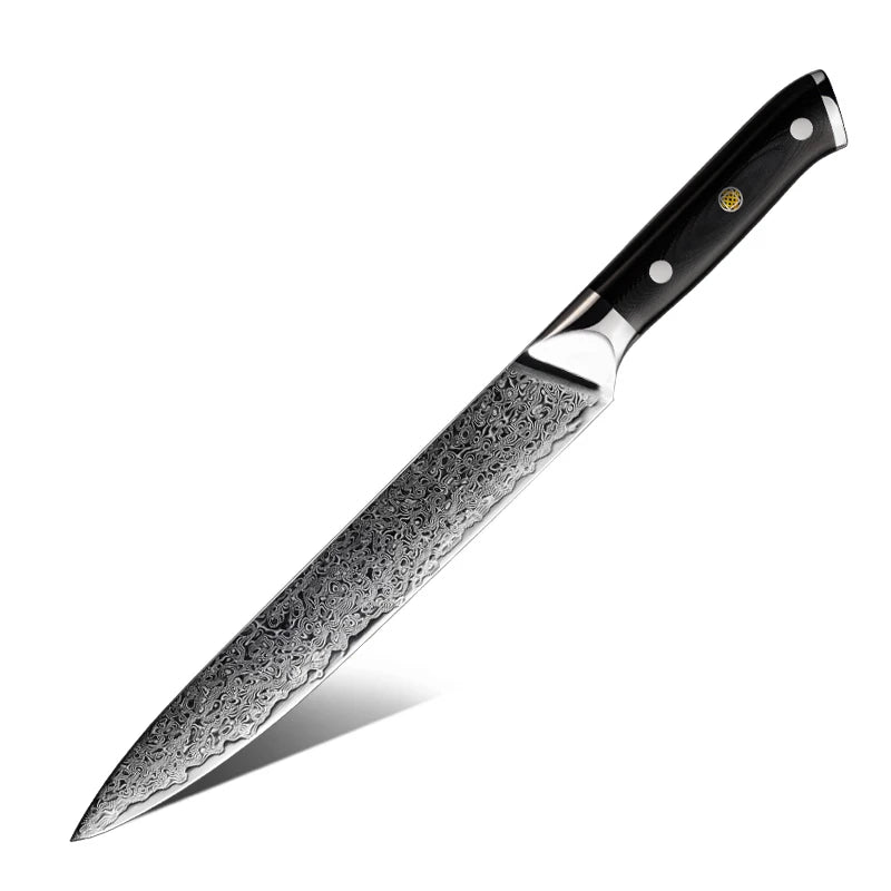 8 Inch Professional Slicing Knife 67 Layers 10CR15MOV Japanese Damascus Steel Kitchen Chef Slicing Knives With Black G10 Hand