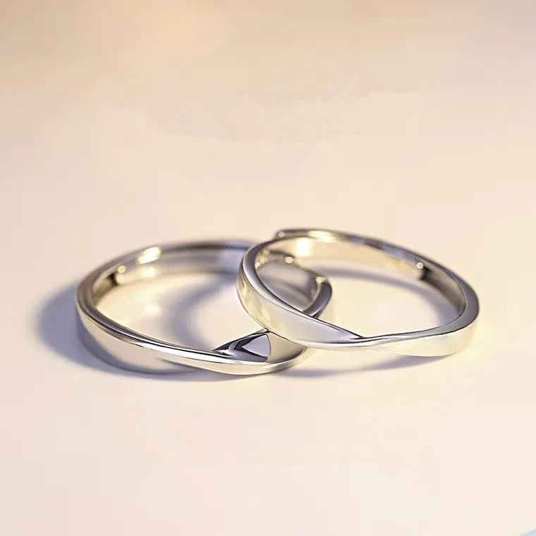 2pcs/set Minimalist Adjustable Mobius Couple Rings Wedding Ring Couple Engagement Ring for Women Men Jewelry