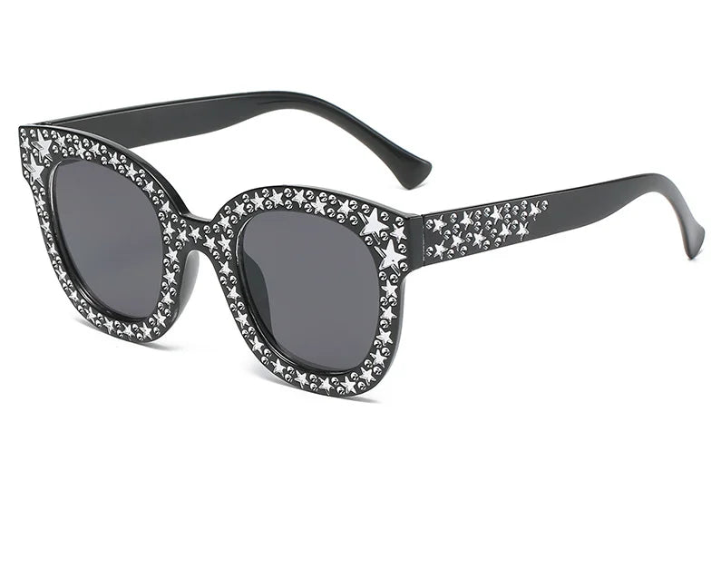 2024 New Fashion Wholesale Colorful Personalized Oversized Big Frame With Diamond Square Sunglasses