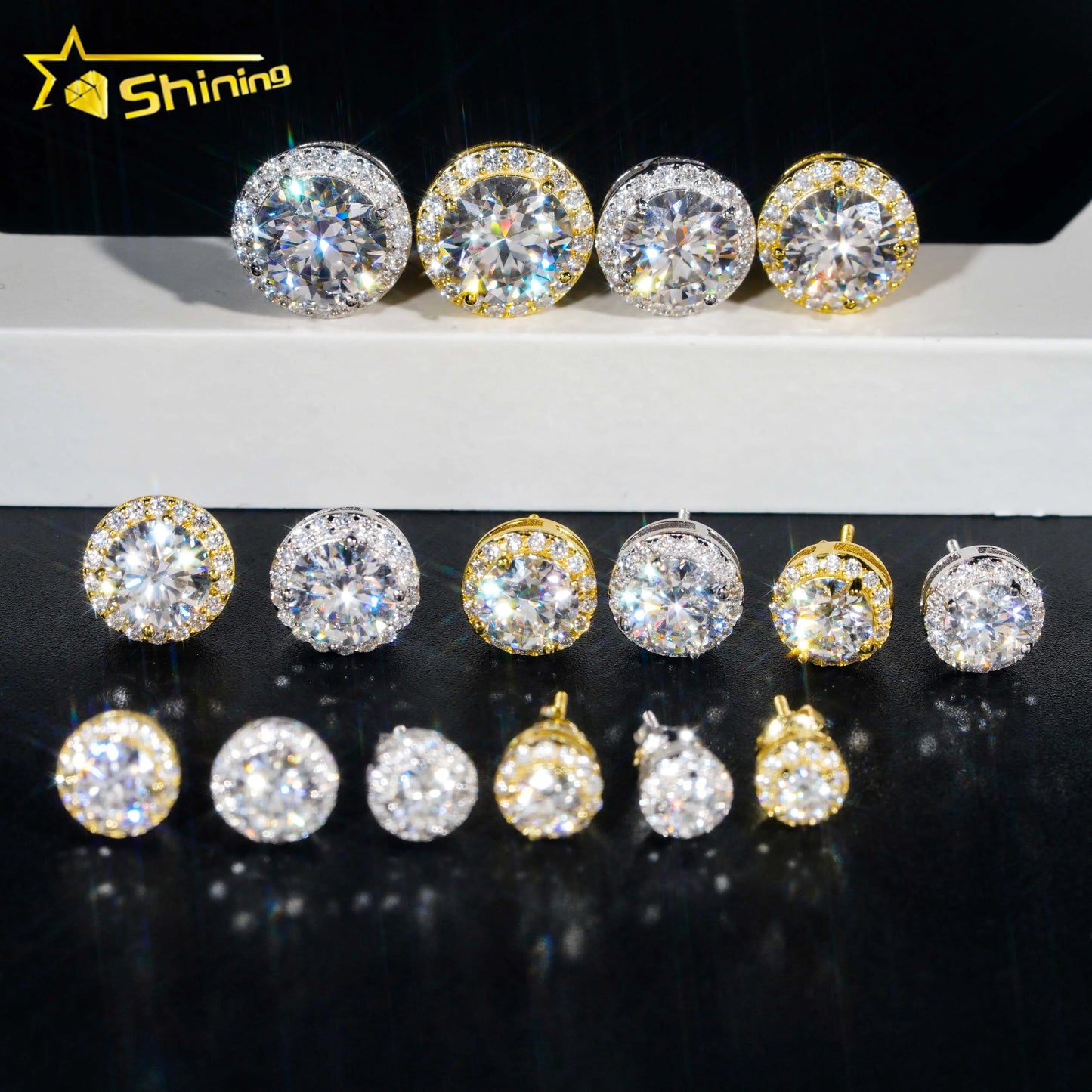 Ready to Ship New Arrivals Classic Pass Diamond Tester 925 Silver Gold Plated VVS Diamond Moissanite Stud Earring