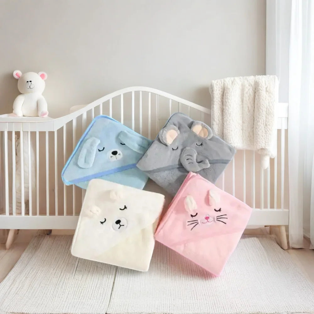 Baby Hooded Bath Towel Ultra Soft Absorbent Hooded Bath Towels Animal Head Baby Hooded Poncho Towel