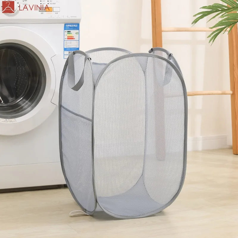 Lavinia Wholesale Collapsible Laundry Baskets Pop up Fold Mesh Laundry Storage Basket With Handle