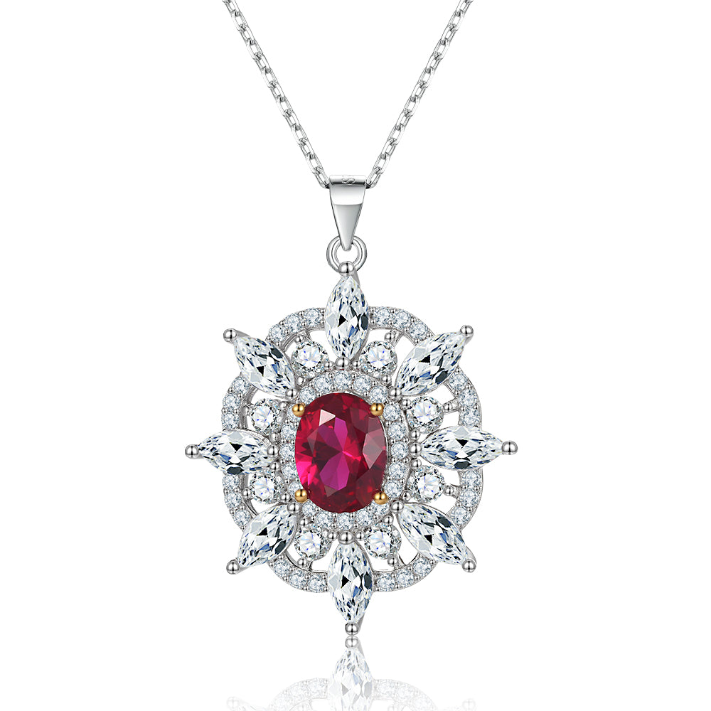 Wholesale New Style Luxury Rhodium Plated Sterling Silver Zircon Charm Pendant Necklaces for Women Engagement Wedding