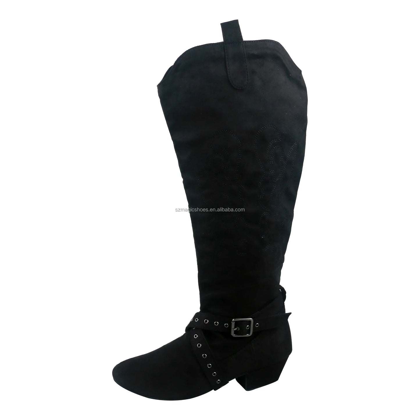 Customized Black Color Warming up Ladies Suede Boots for Dance Embroidery Boot Soft Sole Women Dance Boots
