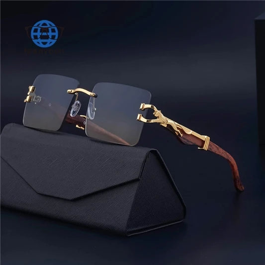Teenyoun Square Rimless Frame Sunglasses Women Shades Retro Frameless Cheetah Sunglasses for Men 2024 Wholesale