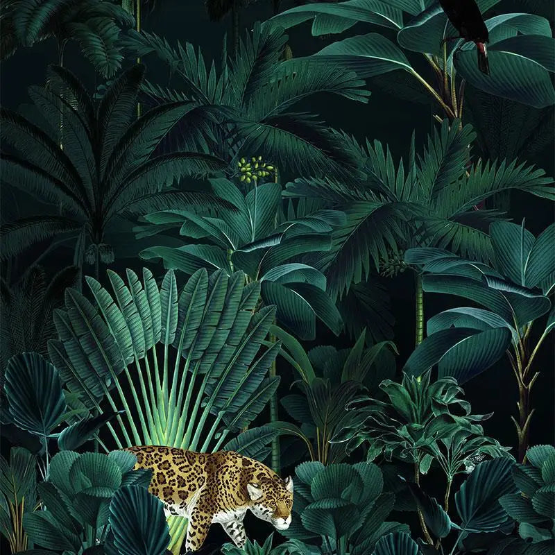 Southeast Asian Style Living Room Background Wallpaper Turquoise Tropical Jungle Entrance Wallpaper Hotel Mural Wall Covering