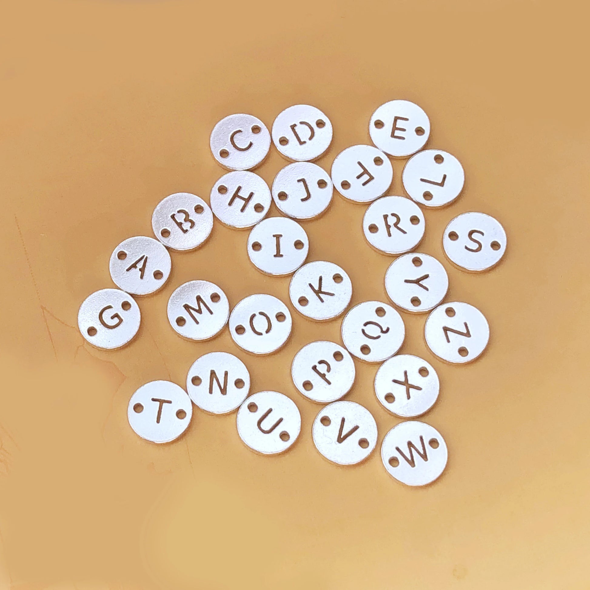 Vintage 6mm Round Letter Charms 925 Sterling Silver Initial Connectors for Permanent Jewelry Making
