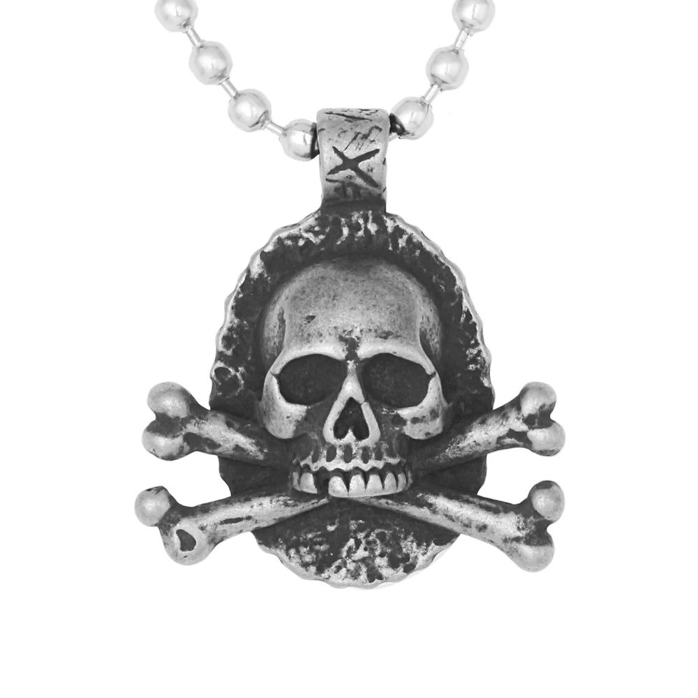 3D Design Gothic Crossbones Skeleton Pendant Vintage Stainless Steel Men Personality Skull Pendant for Men Women Fashion Jewe