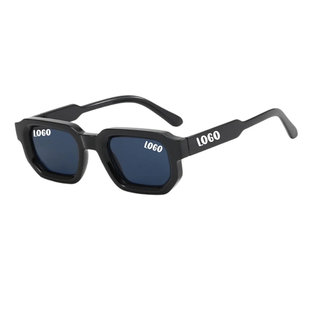 Custom Logo Unisex Classical Orange Fashion Square Full Rim Sunglasses UV400 PC Frame Acrylic Lens Durable Small Box