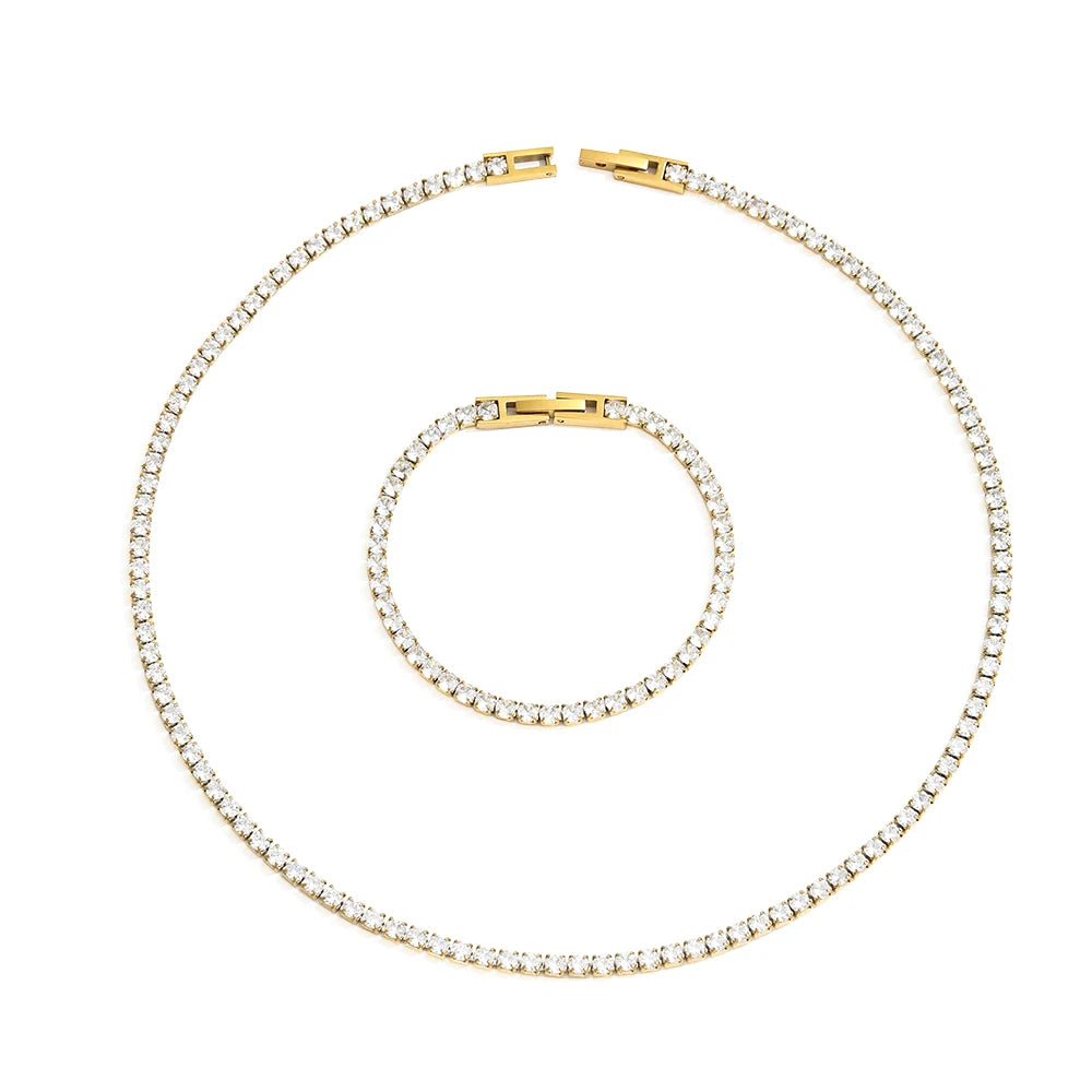 Fenny High End Permanent Luxury Zirconia Pave Necklace Trend for Women Ready to Ship Stainless Steel Jewelry Wholesale