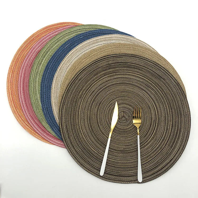 Classic Round Braided Eco-Friendly Polyester Placemats for Dining Tables Woven Heat Resistant