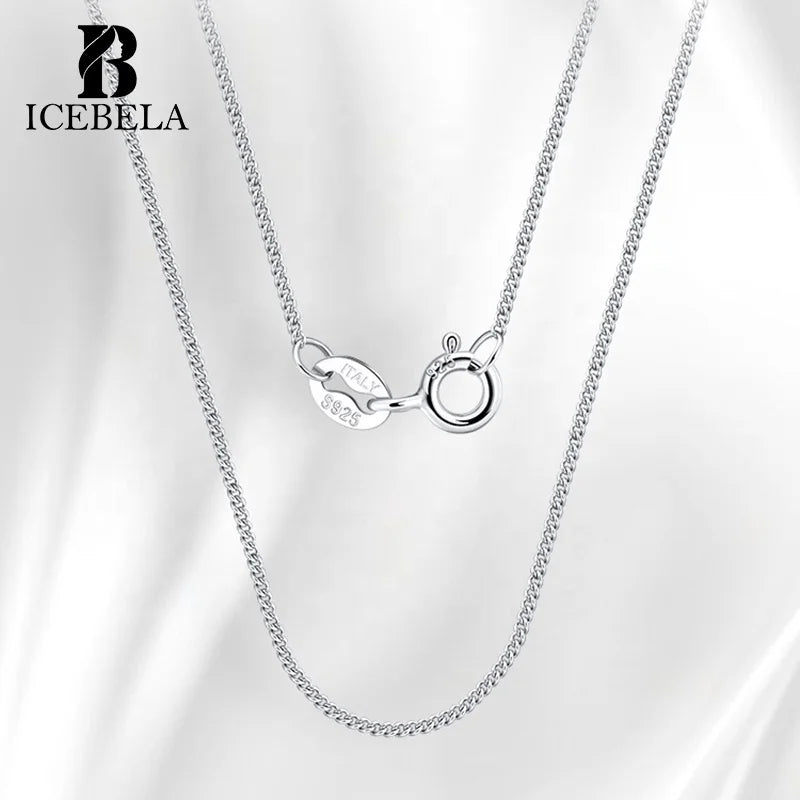 ICEBELA Fine Jewelry Solid 925 Sterling Silver Chain 14K Gold Plated 1mm Curb Link Necklace Chain for Women