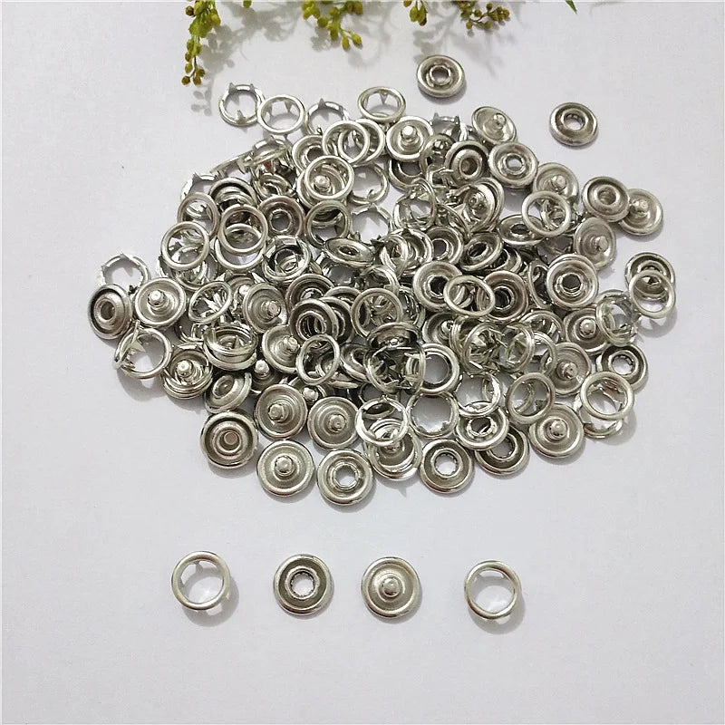 Multiple Colors Snap Fasteners Tool Kit Hollow and Solid Metal Prong Snaps Buttons