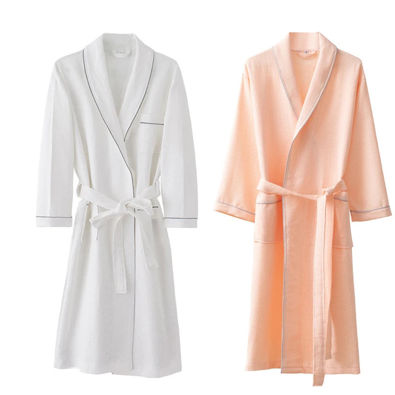 Luxury 100% Cotton Waffle Bathrobe From 5-Star Hotel Custom Embroidered Logo Home Wear Style