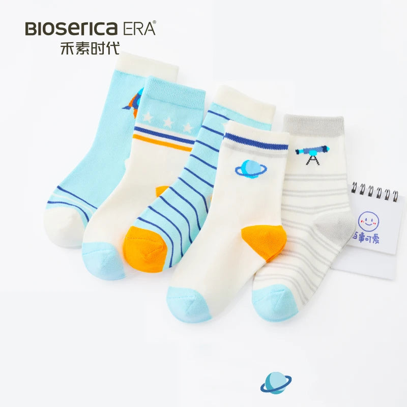 Bioserica Era Crew Socks for Kids-Knitted Eco-Friendly Breathable Anti-Bacterial Anti-Odor Casual