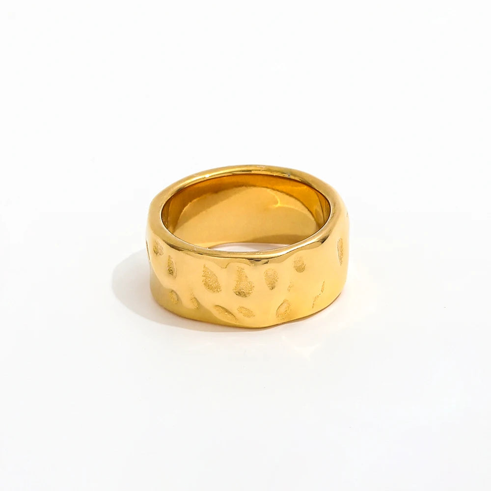 Fenny 18K Gold Plated Waterproof&Tarnish Free Fashion Simple Irregular Rough Ring for Women Stainless Steel Wholesale Jewelry