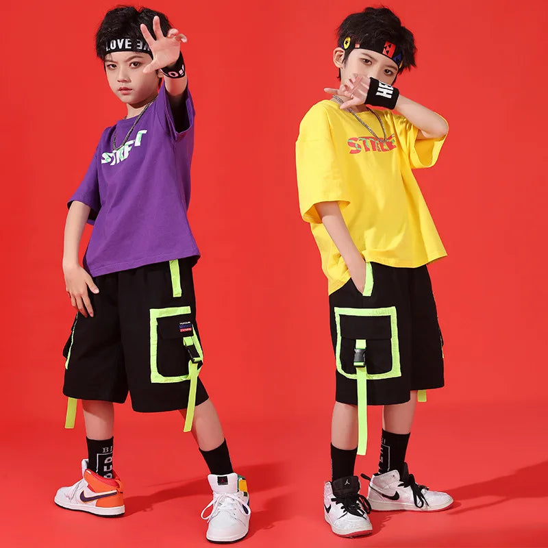 Fashion Brand Girl Jazz Performance Children's Street Dance Set Summer Boy Hiphop Personality Costume