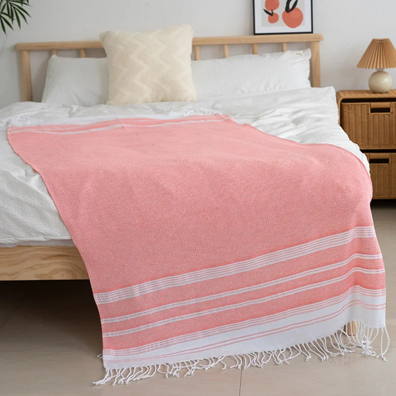 Custom Logo Summer Pink Beach Towel Quick Dry Stripped Beach Towels Turkish Cotton Beach Towel