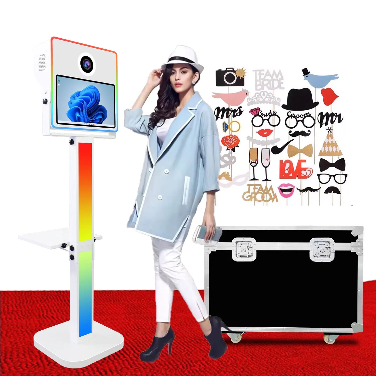 For Wedding Party DSLR Photo Booth Shell Stand With Mini PC Touch Screen Selfie Booth Photo LED Frame Camera Photobooth Machi