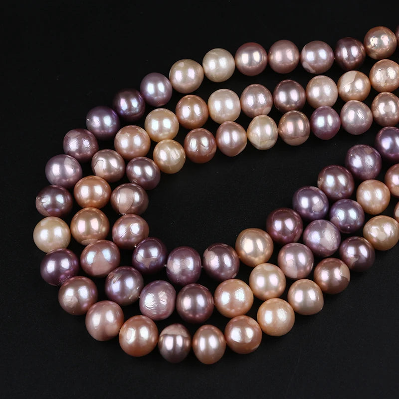 Wholesale Natural Pink Purple 11-13mm Round AA Grade Edison Freshwater Pearl Strands Third Party Certified for Jewelry Making