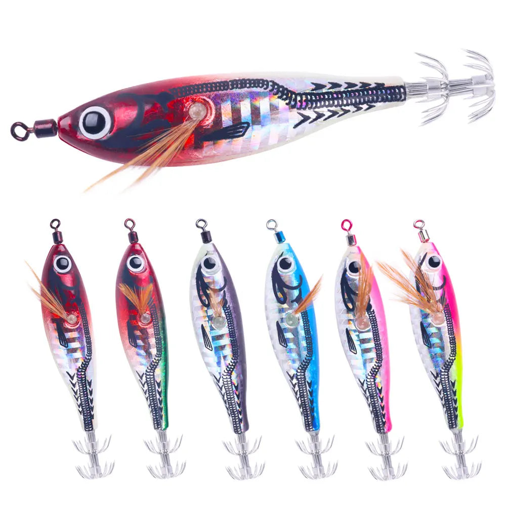 Wholesale SJ053/SJ054 7.8cm/5.5g 9.7cm/7.8g Sea Saltwater Luminous Shrimp Baits Squid Jig Fishing Lures