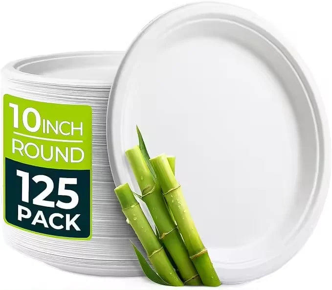 Disposable Sugarcane Bagasse Party Plates Eco-Friendly and Environmentally Protected