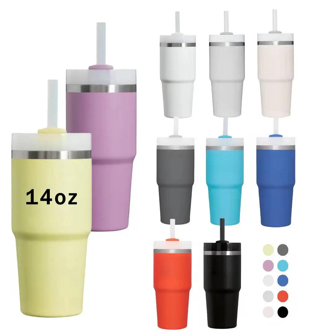 STARLII 14oz Kids Stainless Steel Double Wall Tumbler Mug Cup With Straw