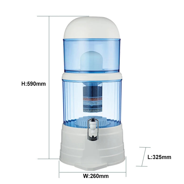 Kangen Machine Price Plastic Manual Freestanding 7-Stage 16L Water Purifier Filter Dispenser with Activated Carbon Tank Stora