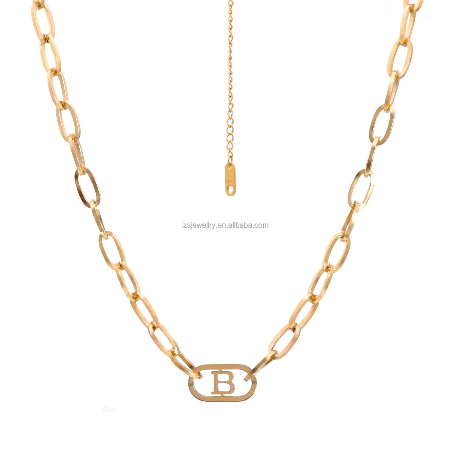 14K Gold Plated 'B' Letter Stainless Steel High-Polished Fashion Jewelry Necklace Customizable Women's Chain for Gift Occasio