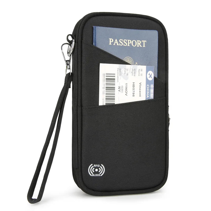 Custom Logo Oxford Cloth Travel Wallet Passport Holder Bag RFID Blocking Passport Holders