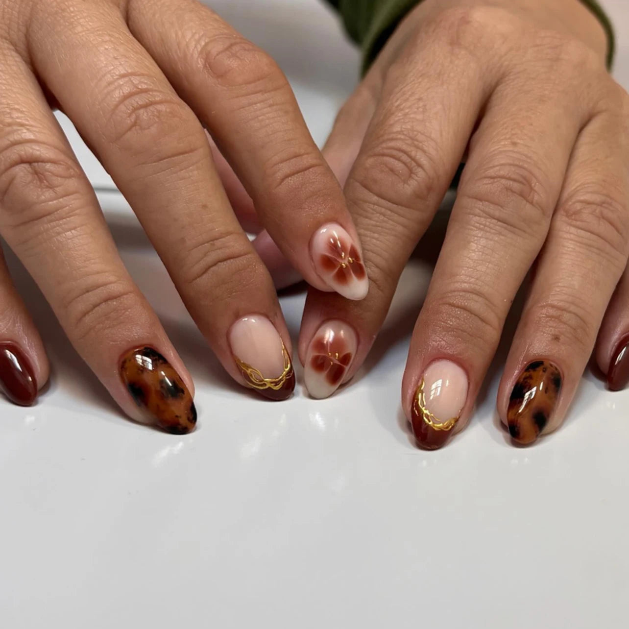 24 Pcs 4037 3D Korea Imported ABS Acrylic Almond-shaped Nails Art Press on Nails Artificial Fingernails Customize False Nails