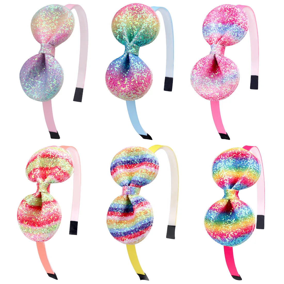 Gradient Colored Scallion Pink Sequin Bow Headband for Children