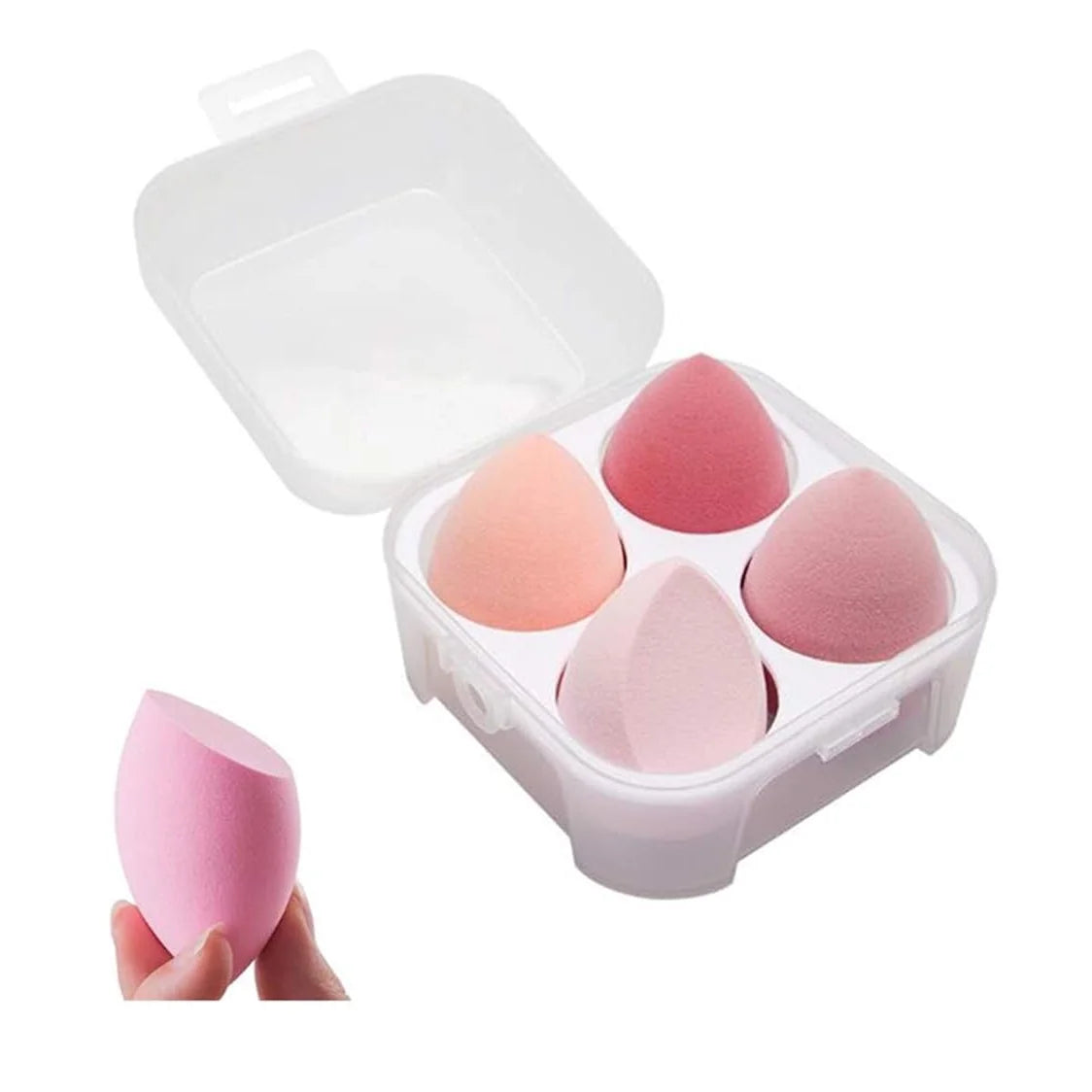Private Label 4 Pcs Makeup Cosmetic Puff Storage Box Foundation Powder Sponge Beauty Tools for Women OEM Available